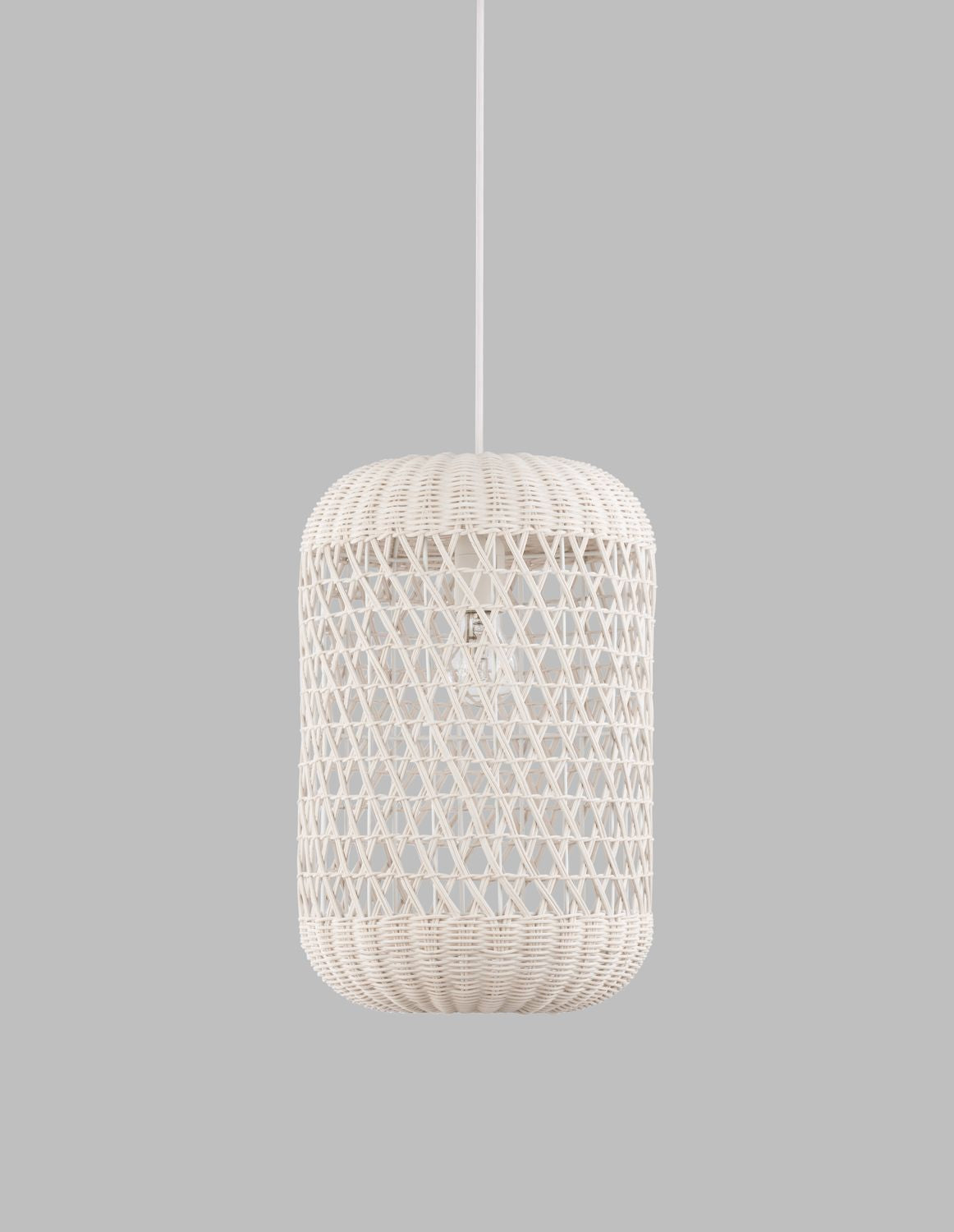 Suspension Aurora crème, rotin