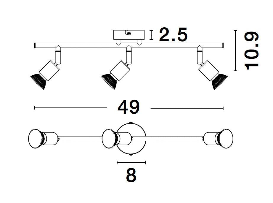 Plafonnier LUP 3 lumières doré