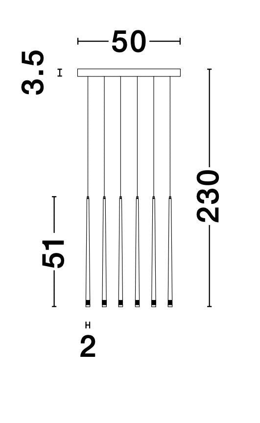 Suspension Giono noire, H 230 cm (9601012)