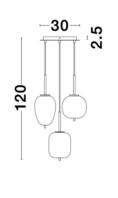 Schéma de dimensions indiquant 30 cm de large et 120 cm de hauteur totale