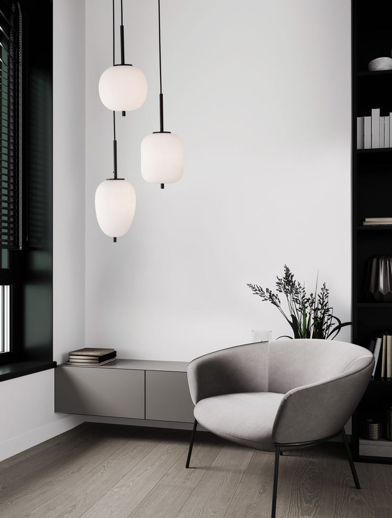 Suspension Lato 3 lumières noire, verre (9624078)