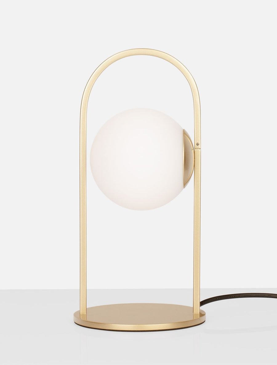 Lampe à poser Hook dorée, verre