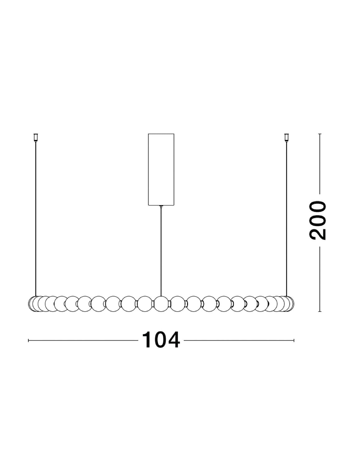 Suspension Perla dorée, verre, H 200 cm (9695232)