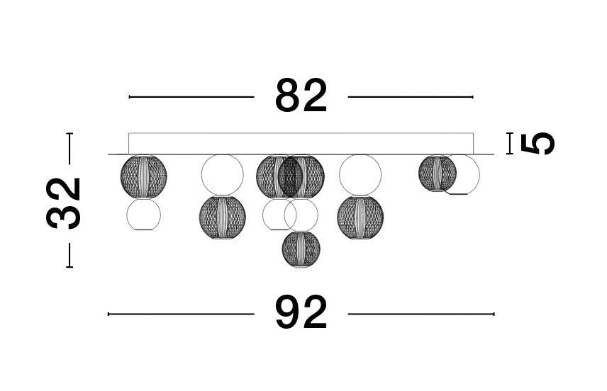 Plafonnier Brille doré, Ø 92 cm