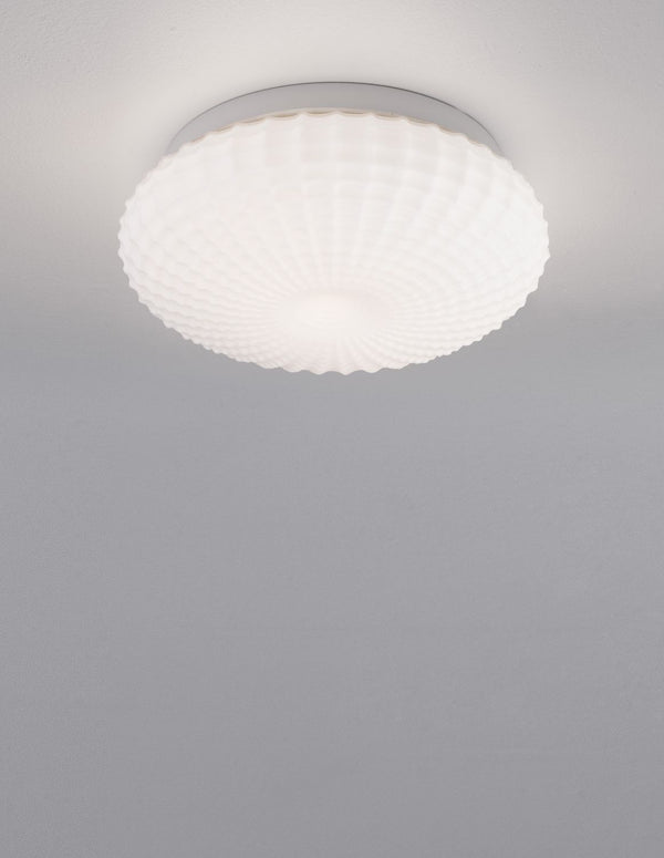 Plafonnier Clam 2 lumières blanc, verre