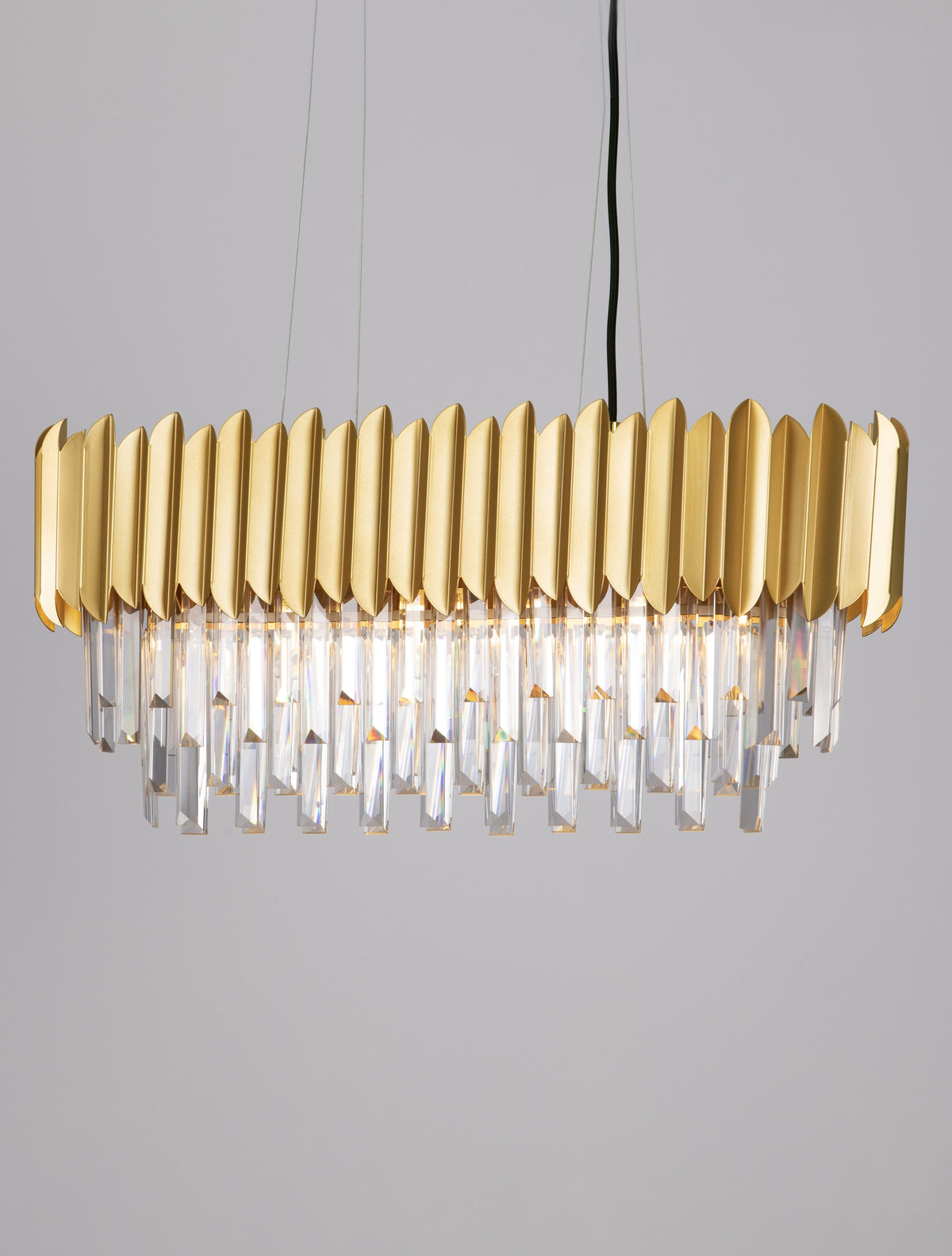 Suspension Magnolia 5 lumières dorée, cristal (9824077)