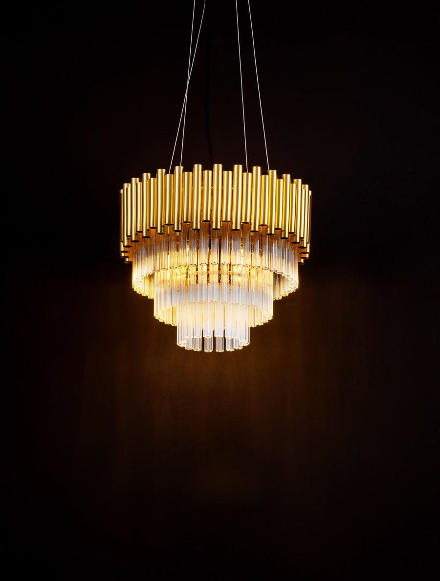 Suspension Magnolia 5 lumières dorée, cristal (9824080)