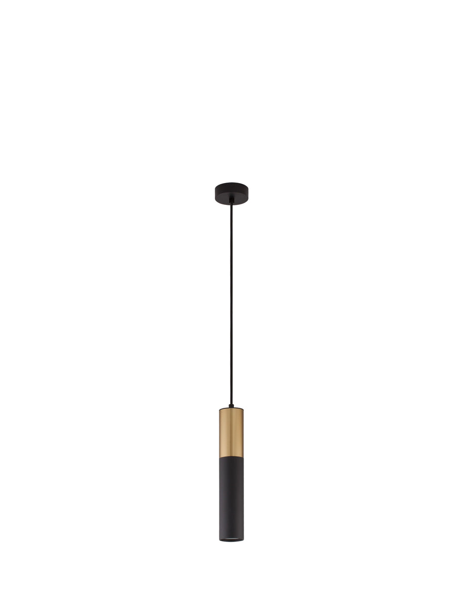 Produit de face sur fond blanc, cylindre noir et doré avec câble