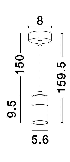 Suspension Pongo noire, H 160 cm