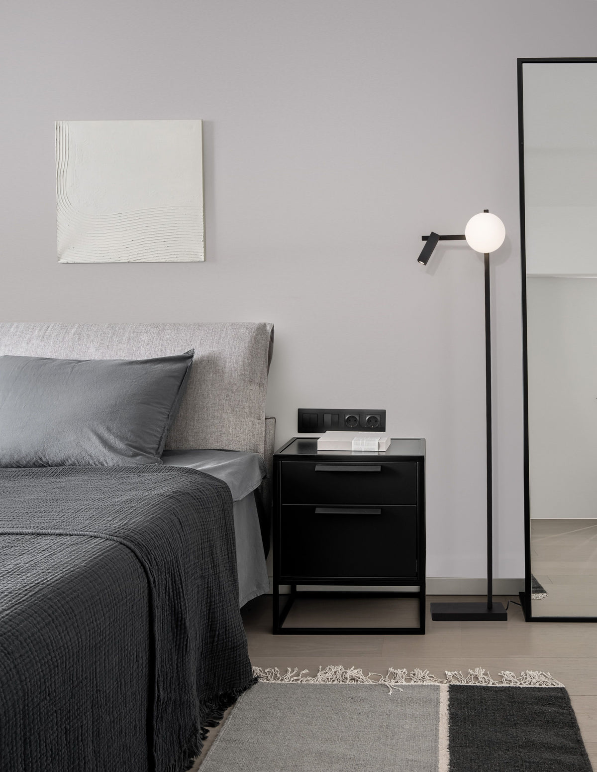 Lampadaire Joline noir, verre