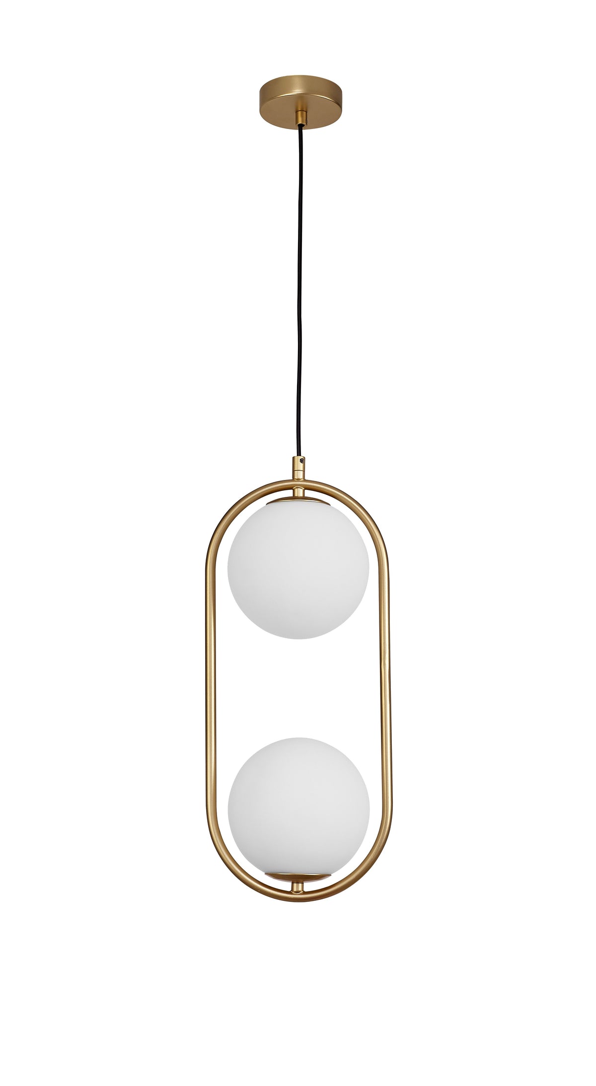 Suspension Obitar 2 lumières dorée, verre