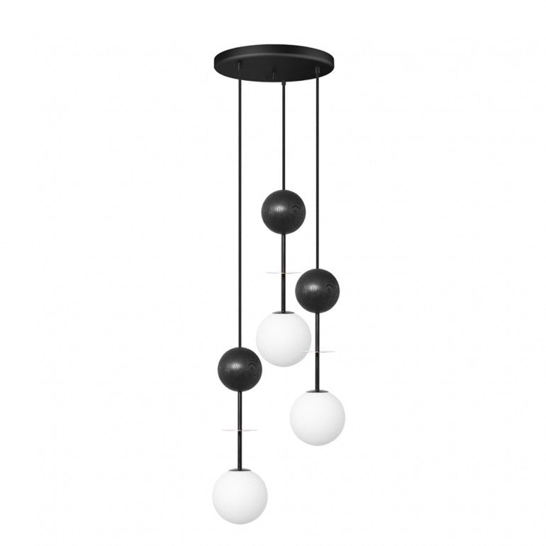 Plafonnier OIO A 3P Noir / doré, détail laiton