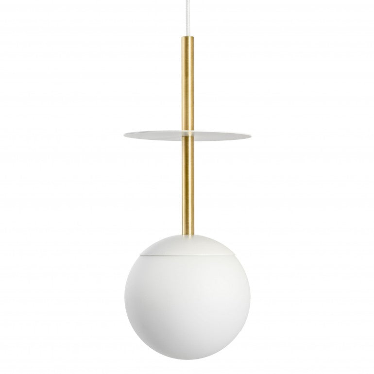 Suspension luminaire PLAAT A Blanc / doré, détail laiton