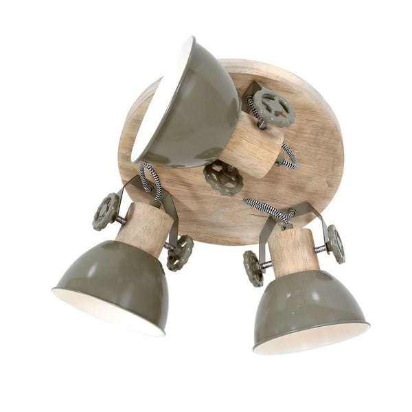 3-Light Green Wood Ceiling Light