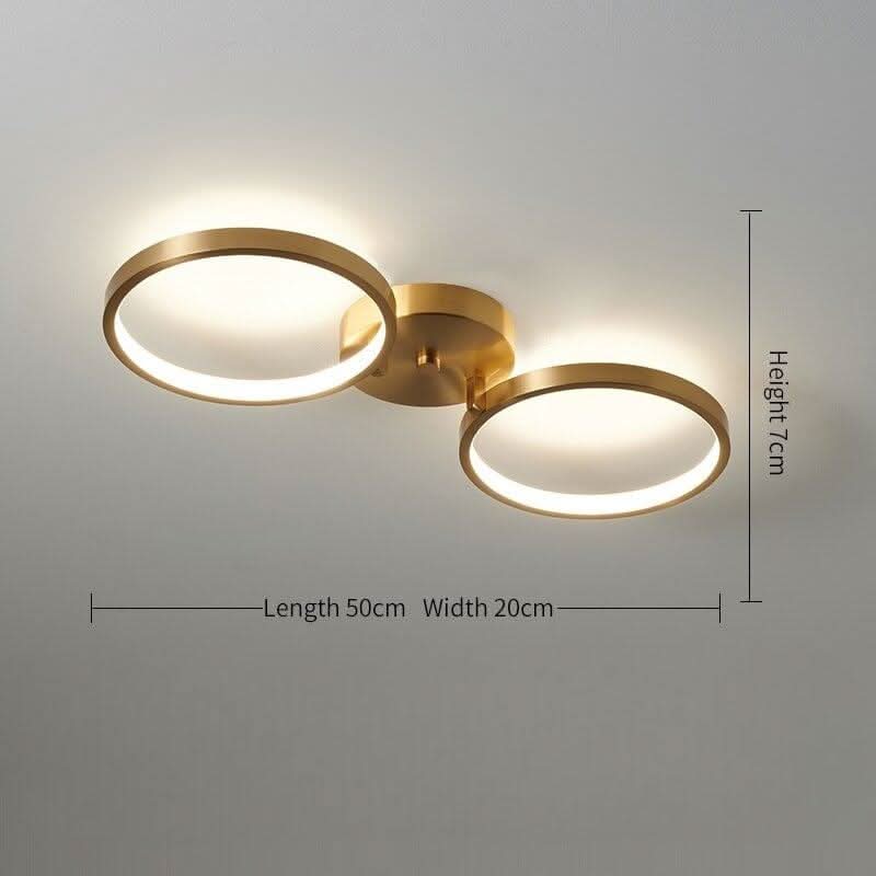 Plafonnier Cuivre | Celestia Lux - Designix Plafonnier 2 Lumières | 50 x 20cm