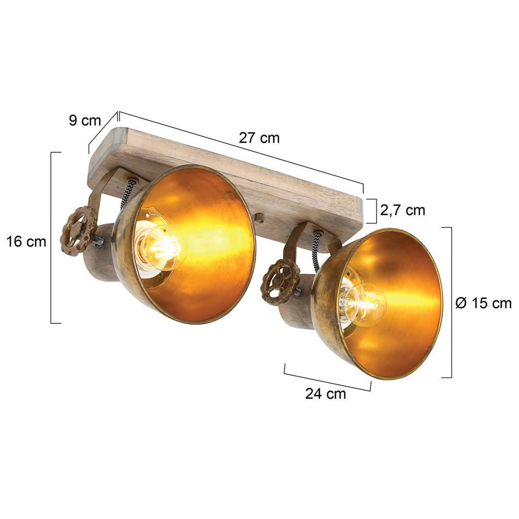 Plafonnier Industriel Bronze Bois | Iora - Designix Plafonnier
