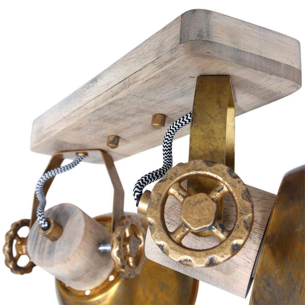 Plafonnier Industriel Bronze Bois | Iora - Designix Plafonnier