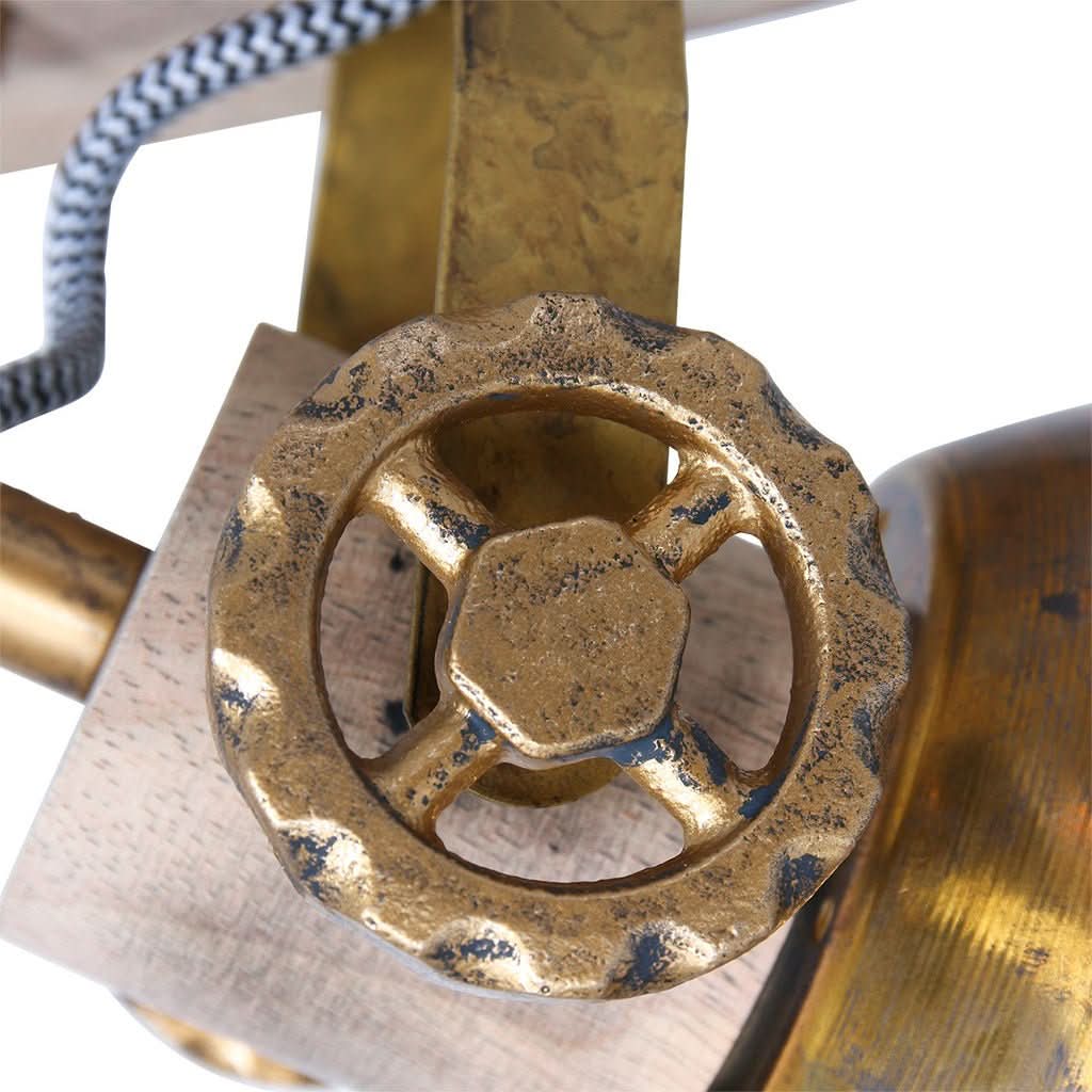 Plafonnier Industriel Bronze Bois | Iora - Designix Plafonnier