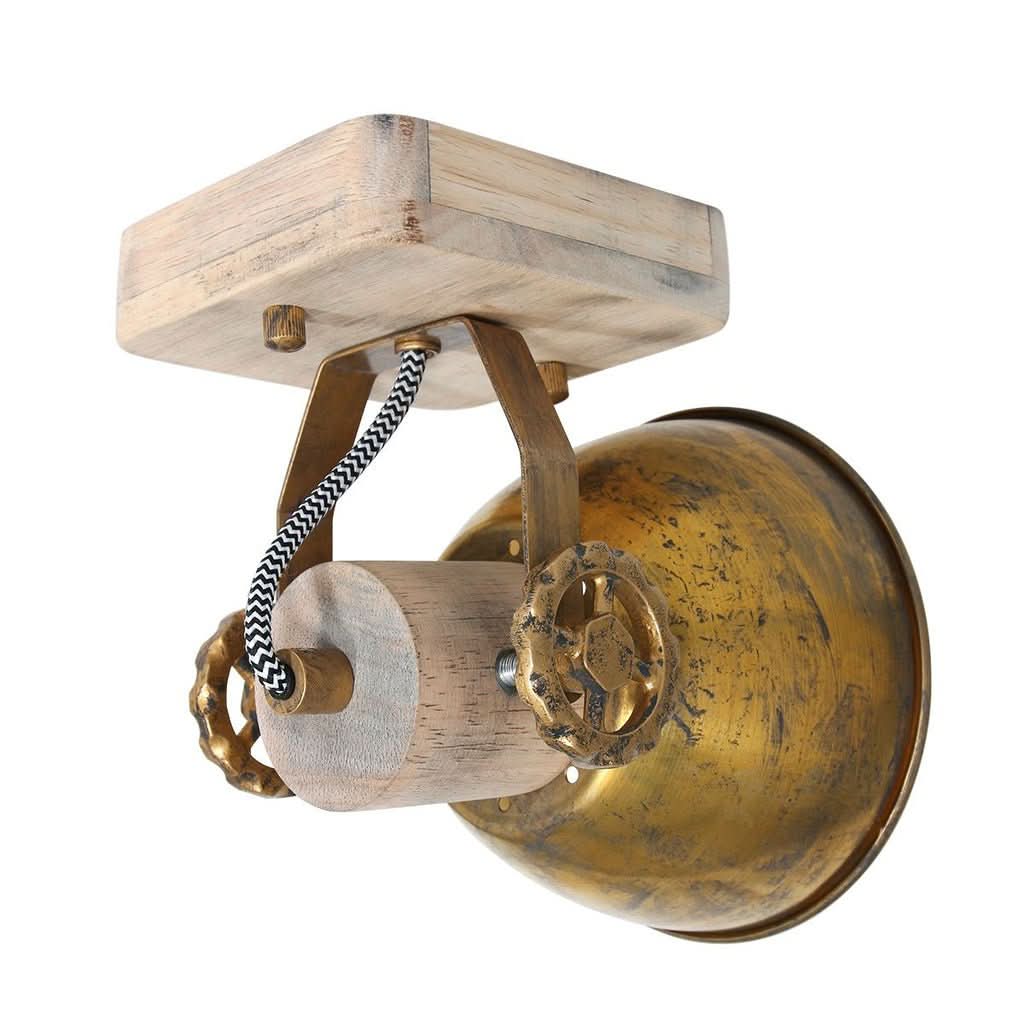 Plafonnier Industriel Bronze Bois | Pira - Designix Plafonnier
