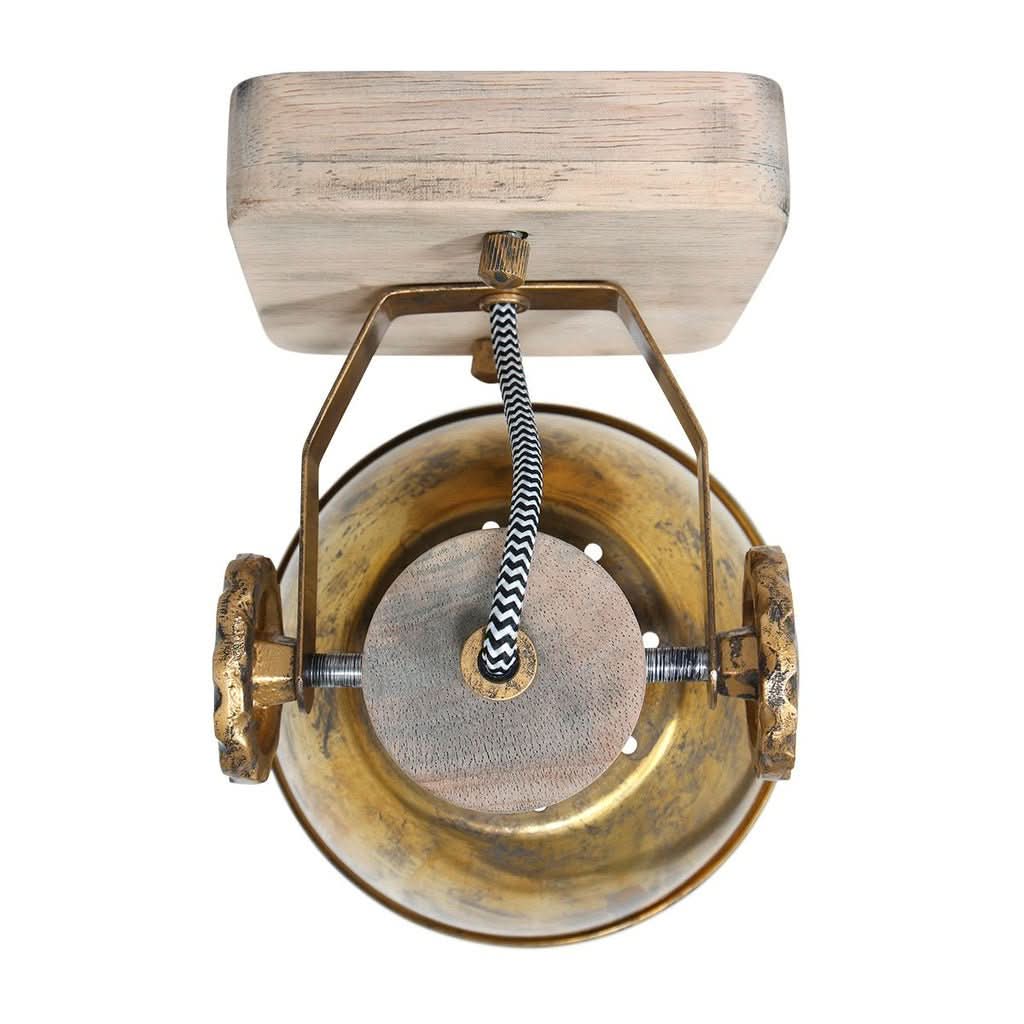 Plafonnier Industriel Bronze Bois | Pira - Designix Plafonnier