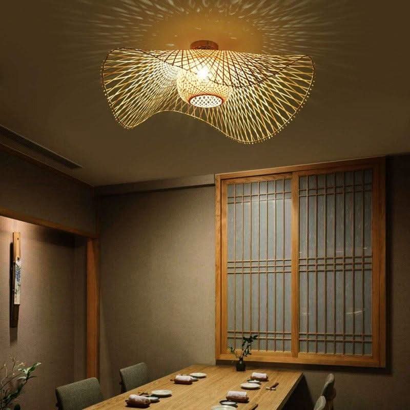 Plafonnier Osier | Qira - Designix Plafonnier Bambou 65 cm