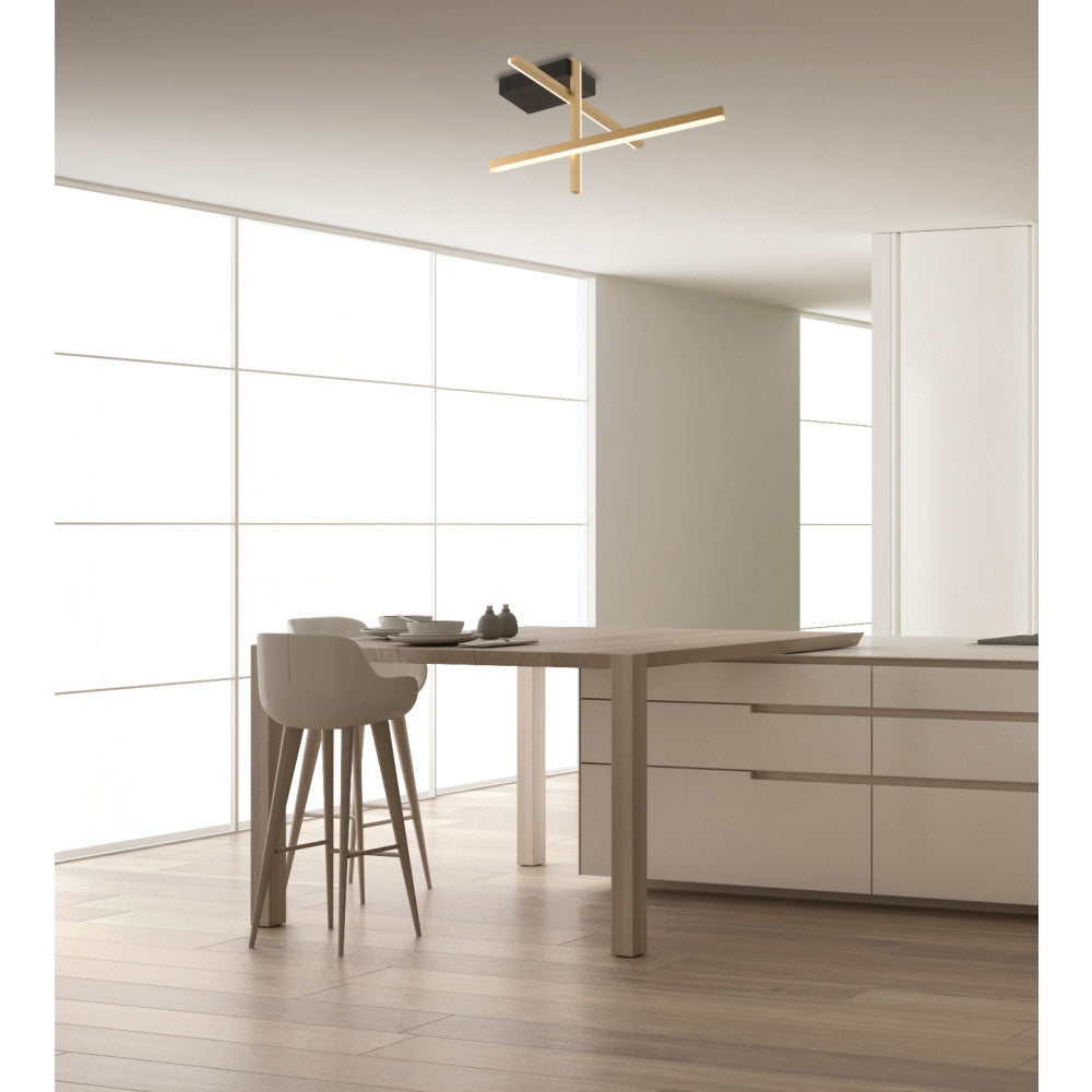 Plafonnier ZAMBELIS 23W Dimmable DESIGN Dore Mat et Noir Sable 22024
