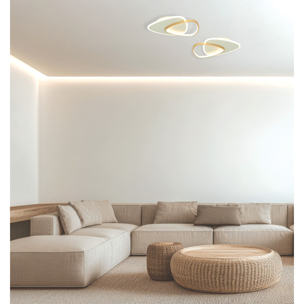 Plafonnier ZAMBELIS 36W Dimmable DESIGN Dore et Blanc Mat 23093