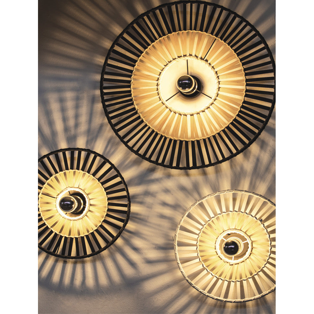 Plafonnier ZAMBELIS D400 E27 DESIGN Blanc et Bambou Sans Source 19251