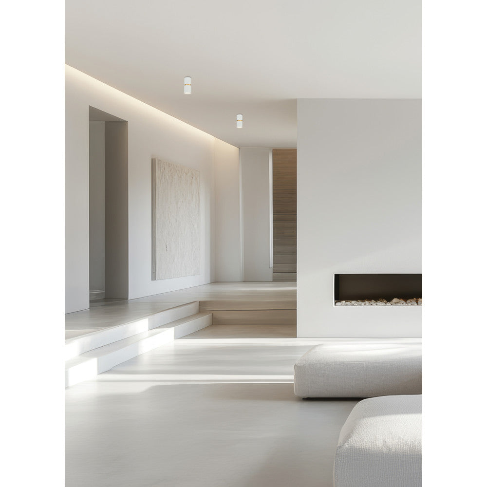 Plafonnier ZAMBELIS D60 GU10 DESIGN Blanc sable et Or Brosse S161