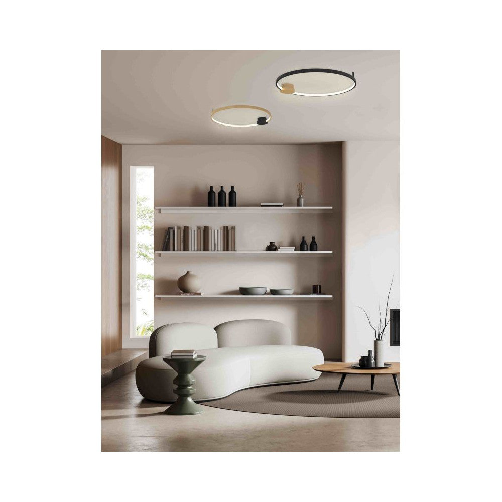 Plafonnier ZAMBELIS D640 24W Dimmable DESIGN Noir Mat et Or Mat