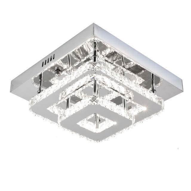 Plafonnier LED en cristal et miroir carré | Designix - Miroir Froide - https://designix.fr