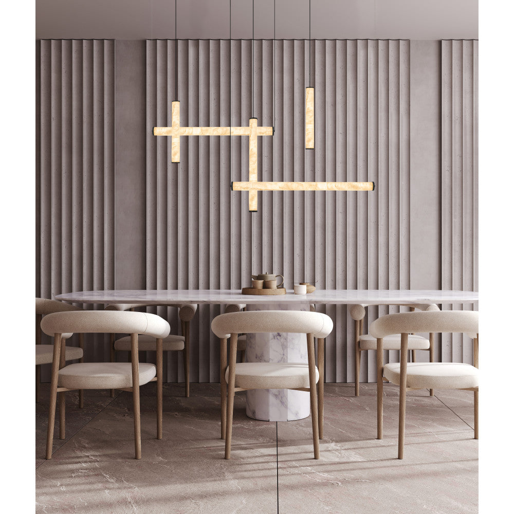 Suspension ZAMBELIS 93W Dimmable DESIGN Albatre et Noir Sable 25421