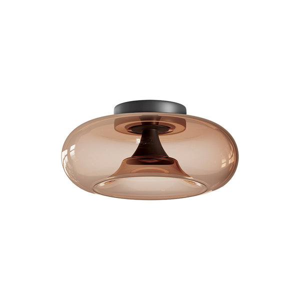 Plafonnier ZAMBELIS D350 30W CCT Dimmable DESIGN Verre Brun et Noir Mat 25278