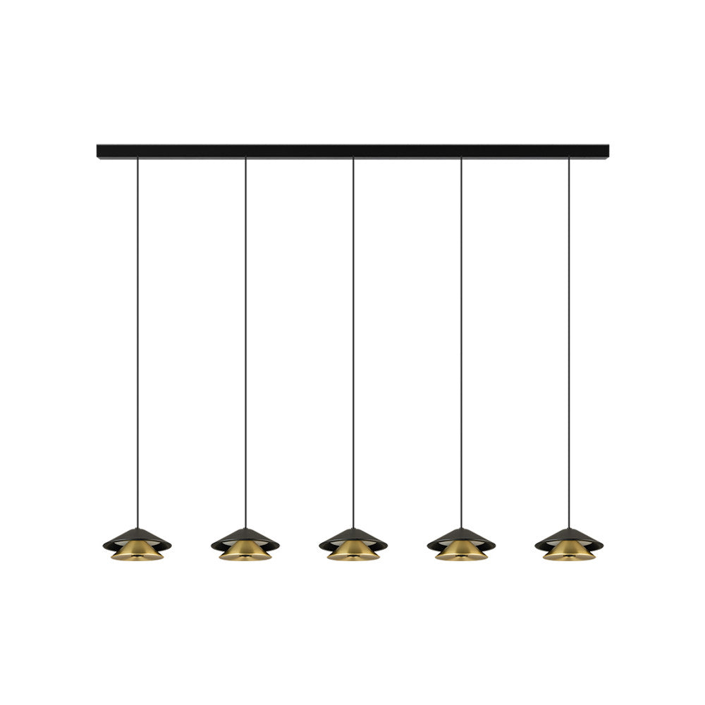 Suspension ZAMBELIS 5x9W DESIGN Noir Sable et Or Brosse 25452
