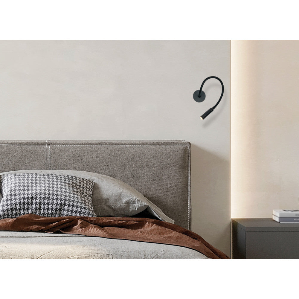 Applique Murale ZAMBELIS Lecture Encastrable 3W Interrupteur DESIGN Noir Sable 25151