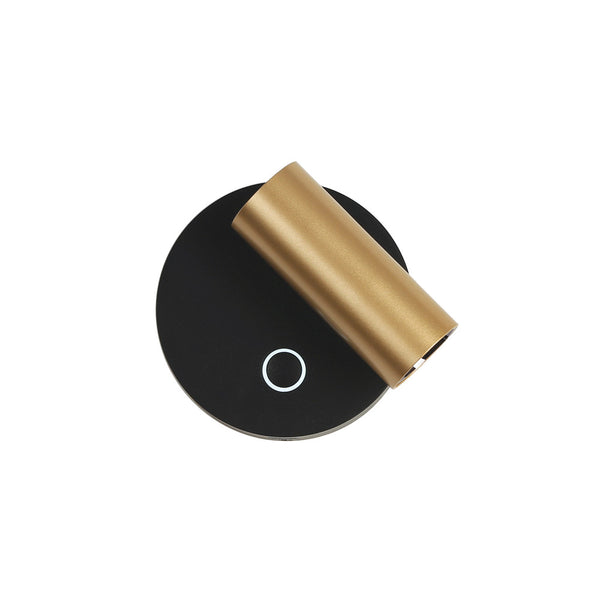 Applique Murale ZAMBELIS Lecture Tactile D85 3W Dimmable DESIGN Or et Noir Sable 25283