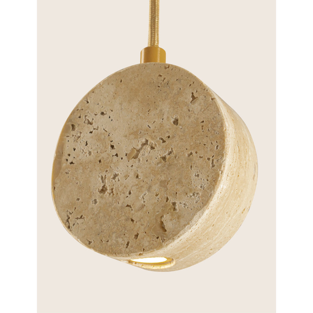 Suspension ZAMBELIS D100 3W DESIGN Pierre Naturelle et Or 25336