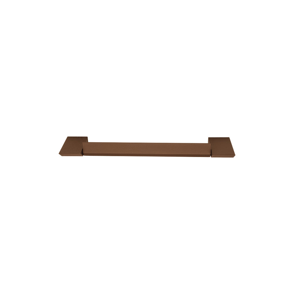 Vue isolée du luminaire marron foncé, long profil rectangulaire et extrémités carrées