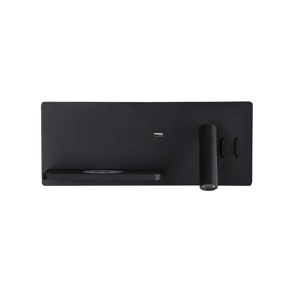 Applique Murale ZAMBELIS Gauche 3W+6W Direct/Indirect 3-en-1 DESIGN Noir Mat 25183