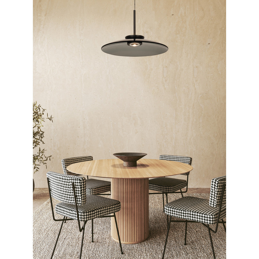 Suspension ZAMBELIS D500 31W Direct/Indirect CCT Dimmable DESIGN Verre Fume et Noir Mat 25275