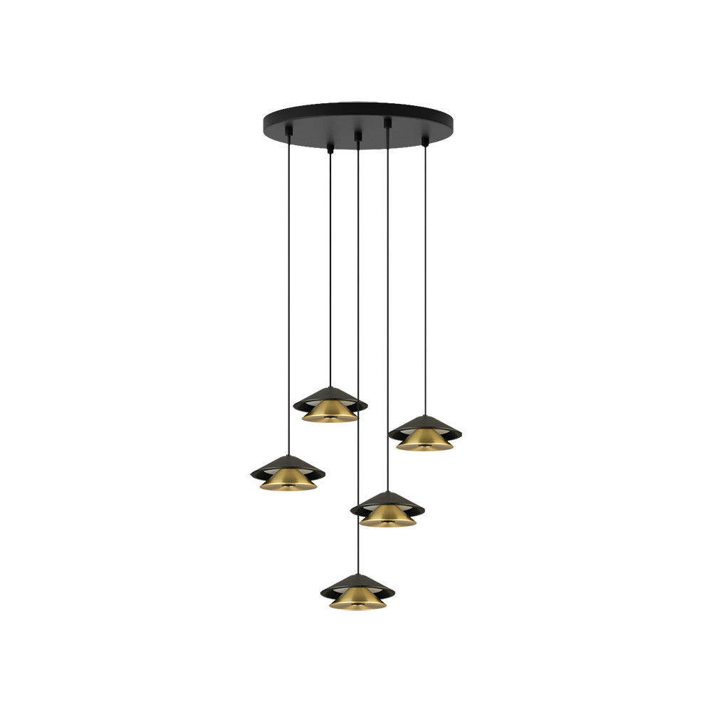 Suspension ZAMBELIS D350 45W Dimmable DESIGN Noir Sable et Or Brosse 25453