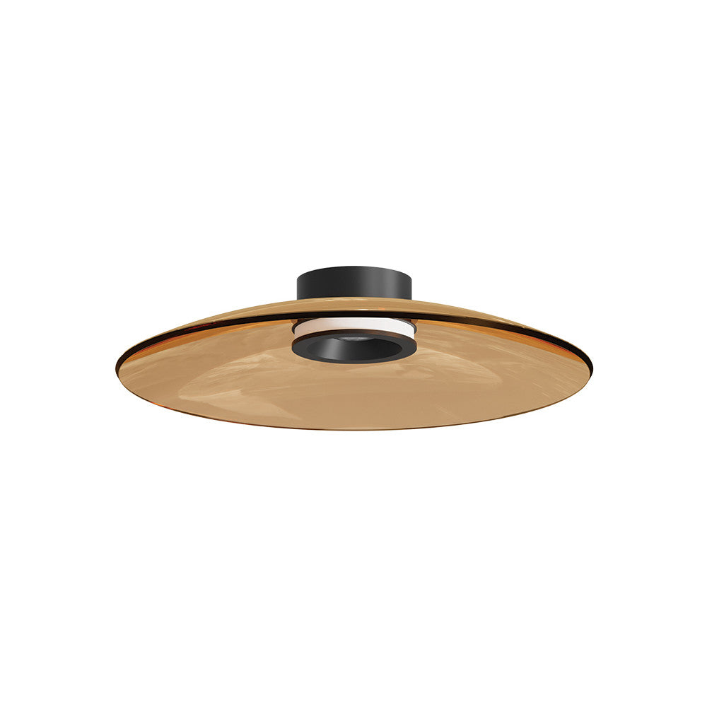 Plafonnier ZAMBELIS D500 30W CCT Dimmable DESIGN Verre Brun et Noir Mat 25268