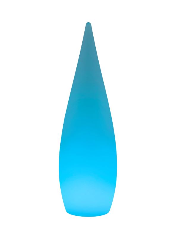 Modèle bleu azur du lampadaire extérieur, forme conique arrondie vue de face