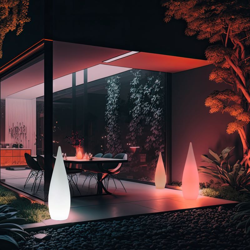 Lampe extérieure Palmas blanche, H 120 cm
