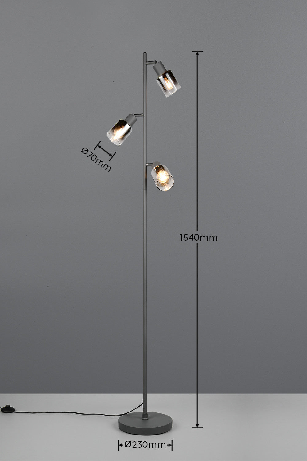 Schéma de dimensions du lampadaire avec hauteur 1540 mm et diamètre 230 mm