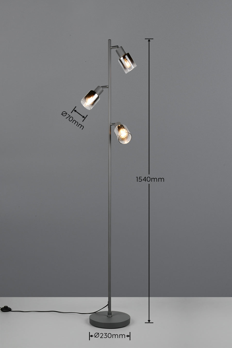 Schéma de dimensions du lampadaire avec hauteur 1540 mm et diamètre 230 mm