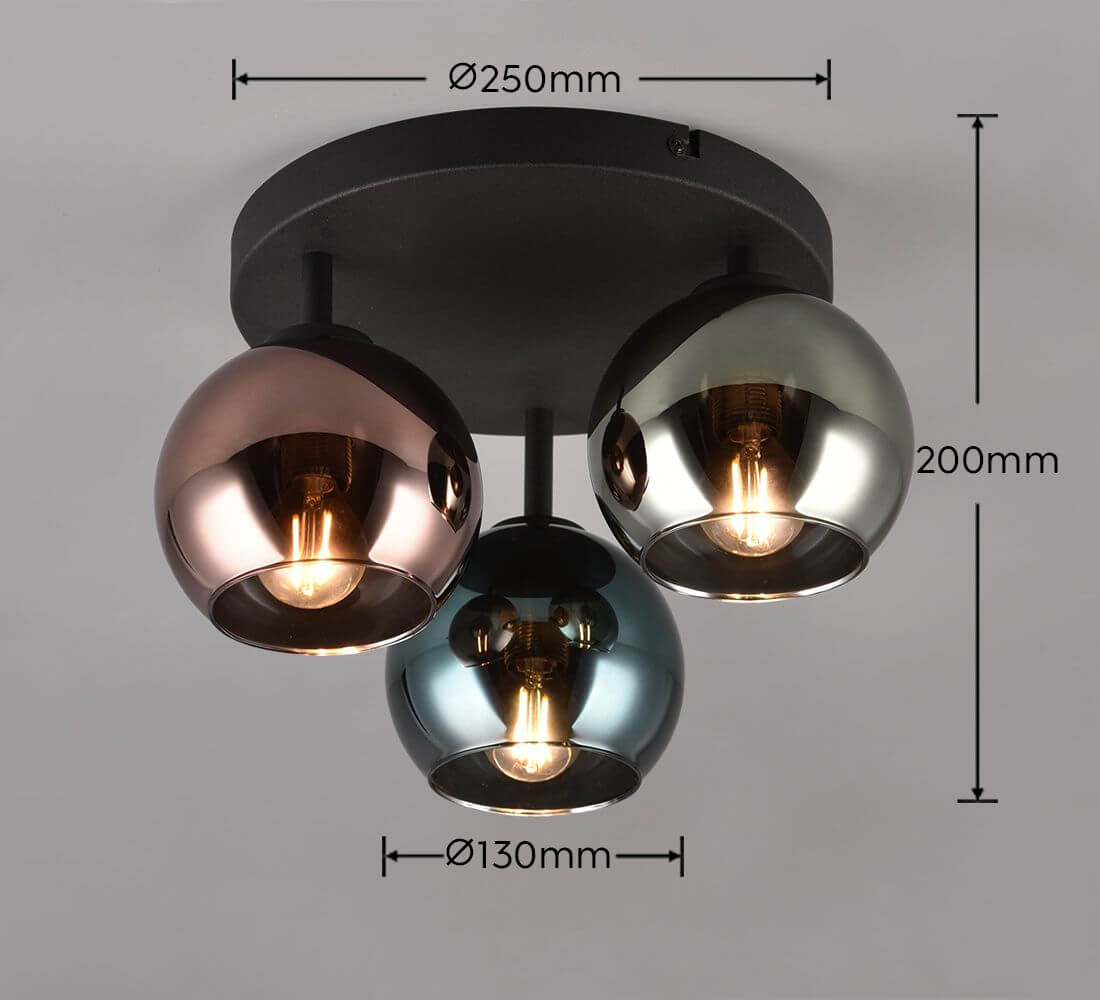 Plafonnier Sheldon 3 lumières multicolore