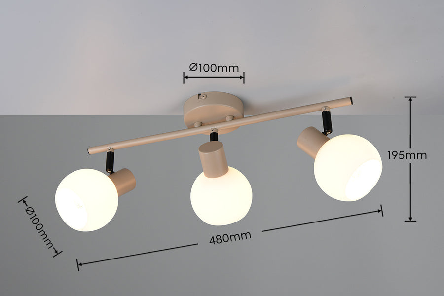 Schéma technique du luminaire avec cotes 480 mm de large et 195 mm de haut