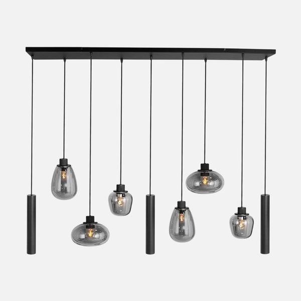 Black smoked glass globe chandelier, 9 lights dimmable Ø 140 cm | Reflexion