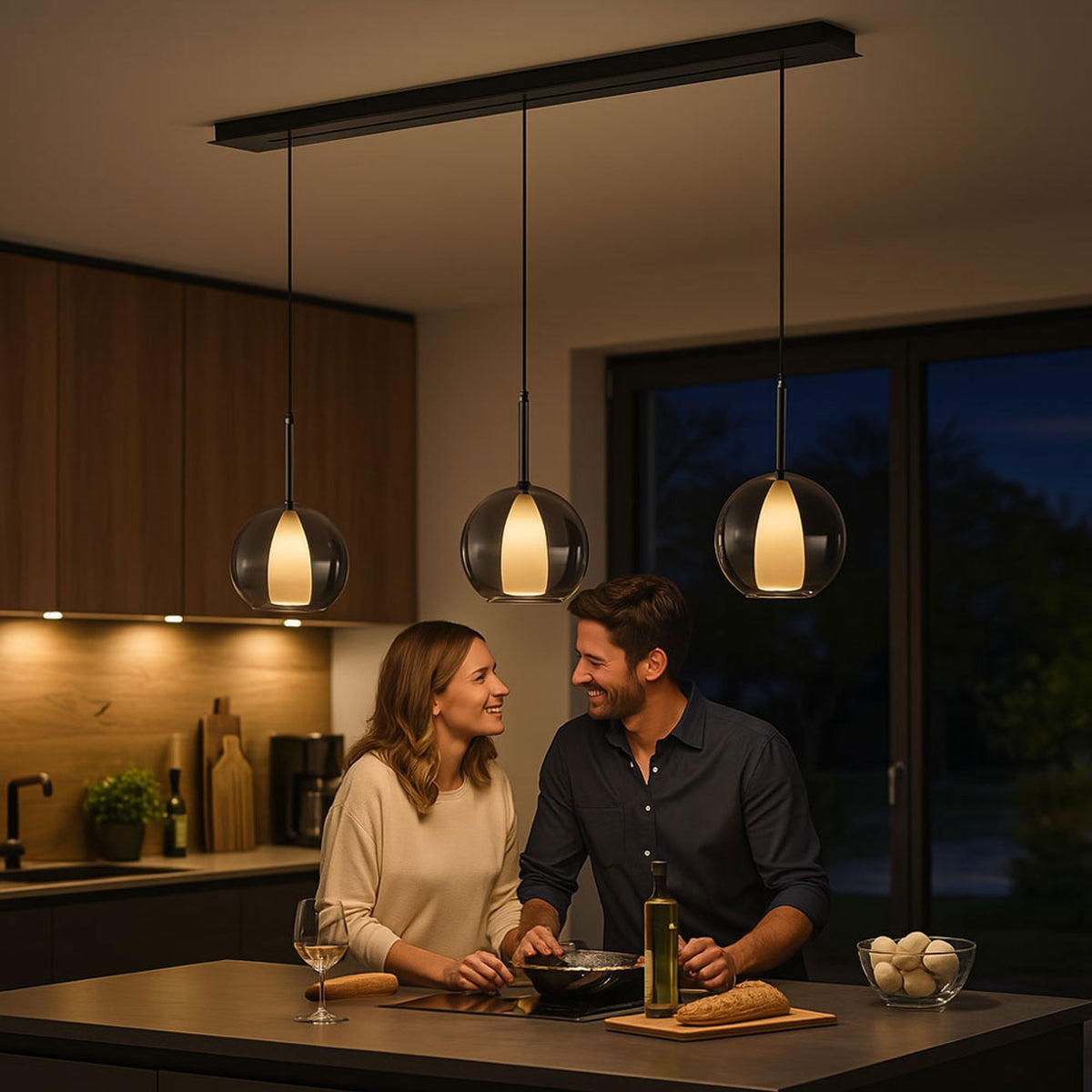 Suspension de table Belluna 3 lumières, longueur 120 cm